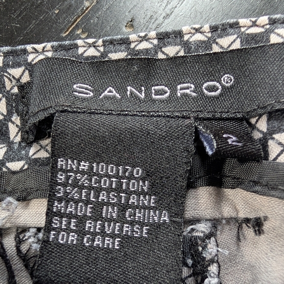 Sandro Skinny Ankle Black White 60s Retro Pants Minimalist Dressy Chic Size 2 XS - Picture 2 of 8